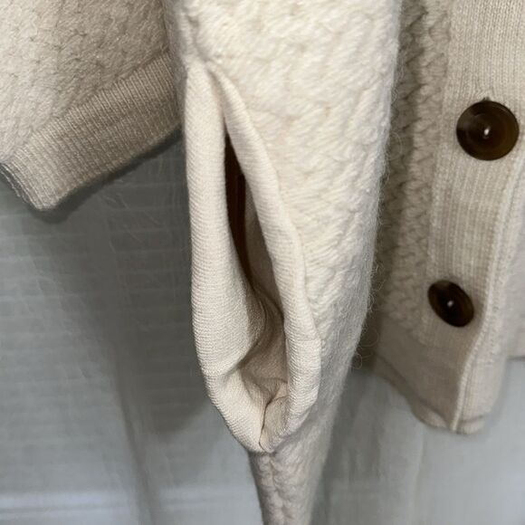 free people M Ivory Herringbone Stitch Pattern Kimono Cardigan Sweater - Picture 14 of 16